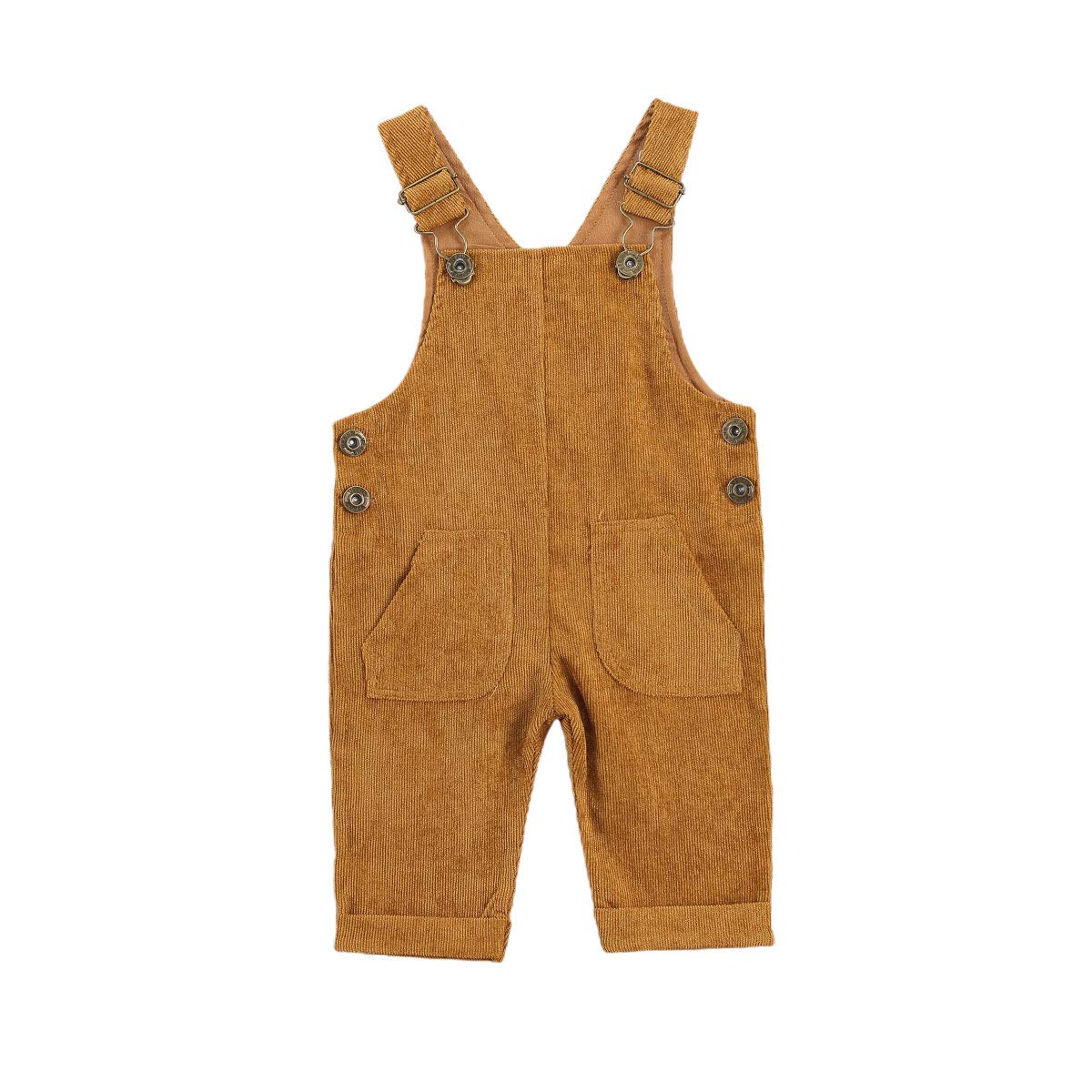 Yokjzjd Newborn Infant Baby Boy Girl Fall Winter Suspender Pants Overalls Corduroy Bib Pants Trousers With Pockets (Yellow, 12-1