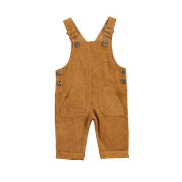 Yokjzjd Newborn Infant Baby Boy Girl Fall Winter Suspender Pants Overalls Corduroy Bib Pants Trousers With Pockets (Yellow, 12-1