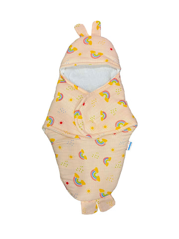 mittenbooty Bunny Wrapper or Swaddle in Ultra Soft Rainbow Muslin Fabric Multicolour