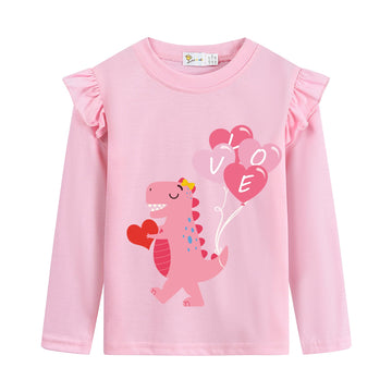 Kids Valentines Day Shirts Girls Valentine'S Dinosaur Love Graphic Shirt Toddler Long Sleeve Outfit Tops 2-3 Years
