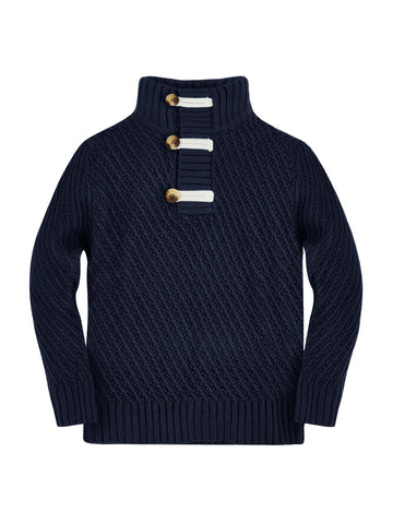 Makkrom Toddler Sweater Baby Boy Girl Turtleneck Cable Knit Sweaters Long Sleeve Christmas Outwear Spring Fall Winter Navy
