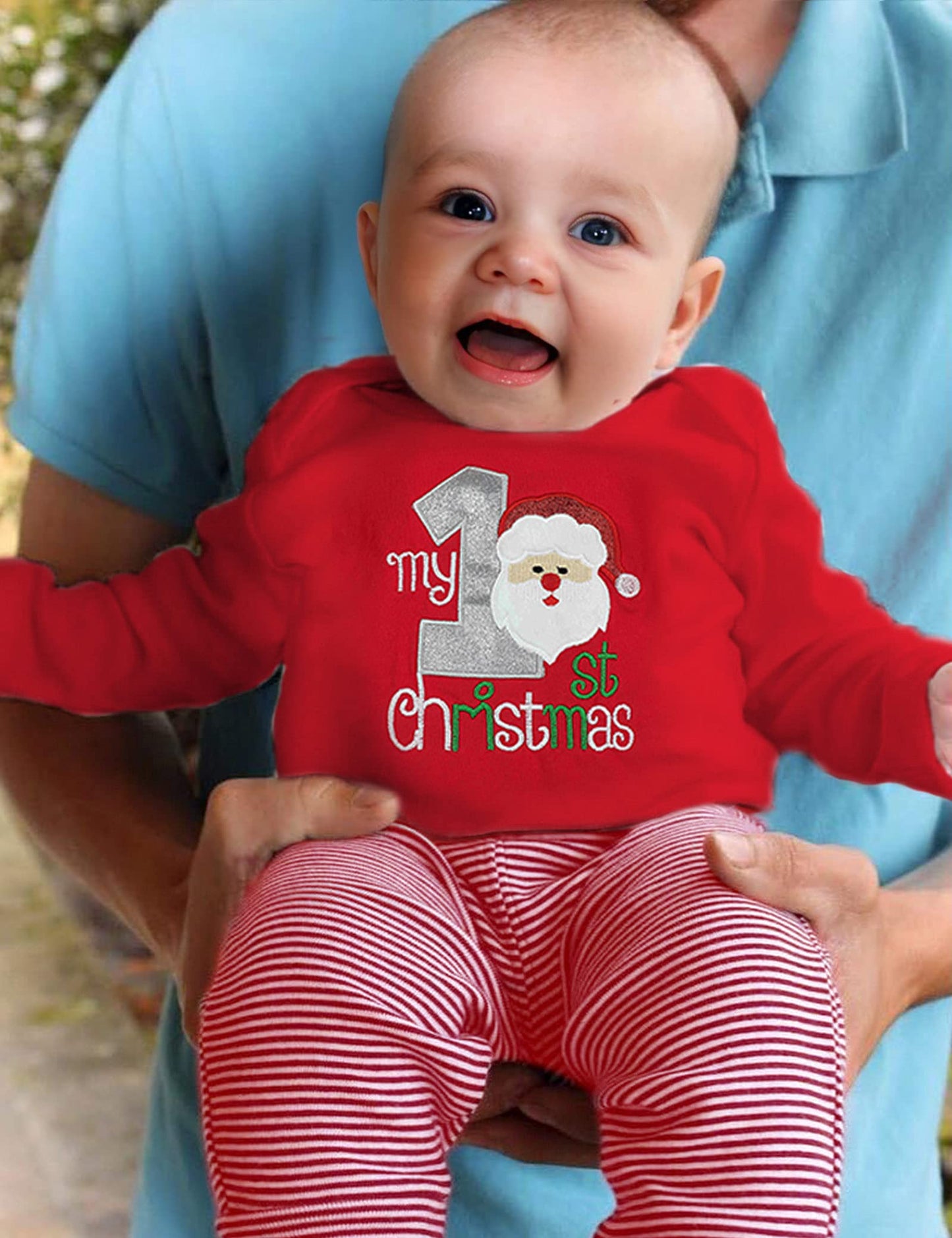 Donwen Christmas Newborn Infant Baby Boys Clothes My 1St Christmas Rompers Bodysuit Santa Claus Pants With Christmas Hat 0-3 Mon
