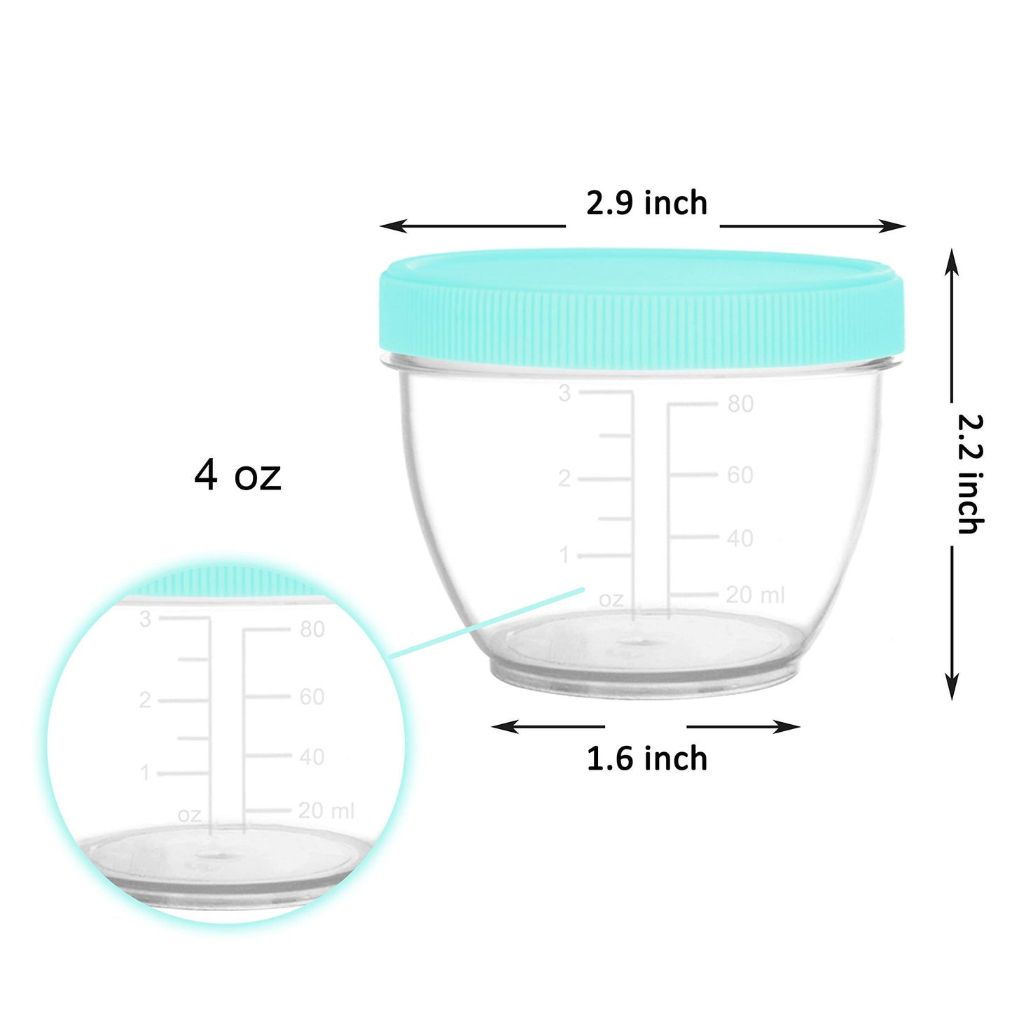 Youngever 18 Sets Baby Food Storage, 4 Ounce Baby Food Containers With Lids, 9 Coastal Colors, With Lids Labels