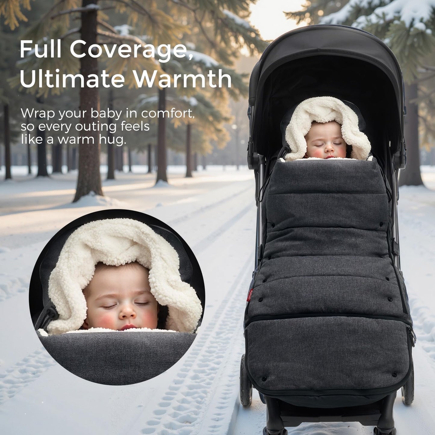 Momcozy Stroller Footmuff Universal | Easily Attaches To Most Strollers | Ultra-Plush,Weather-Proof | Deluxe Warm Stroller Bunti