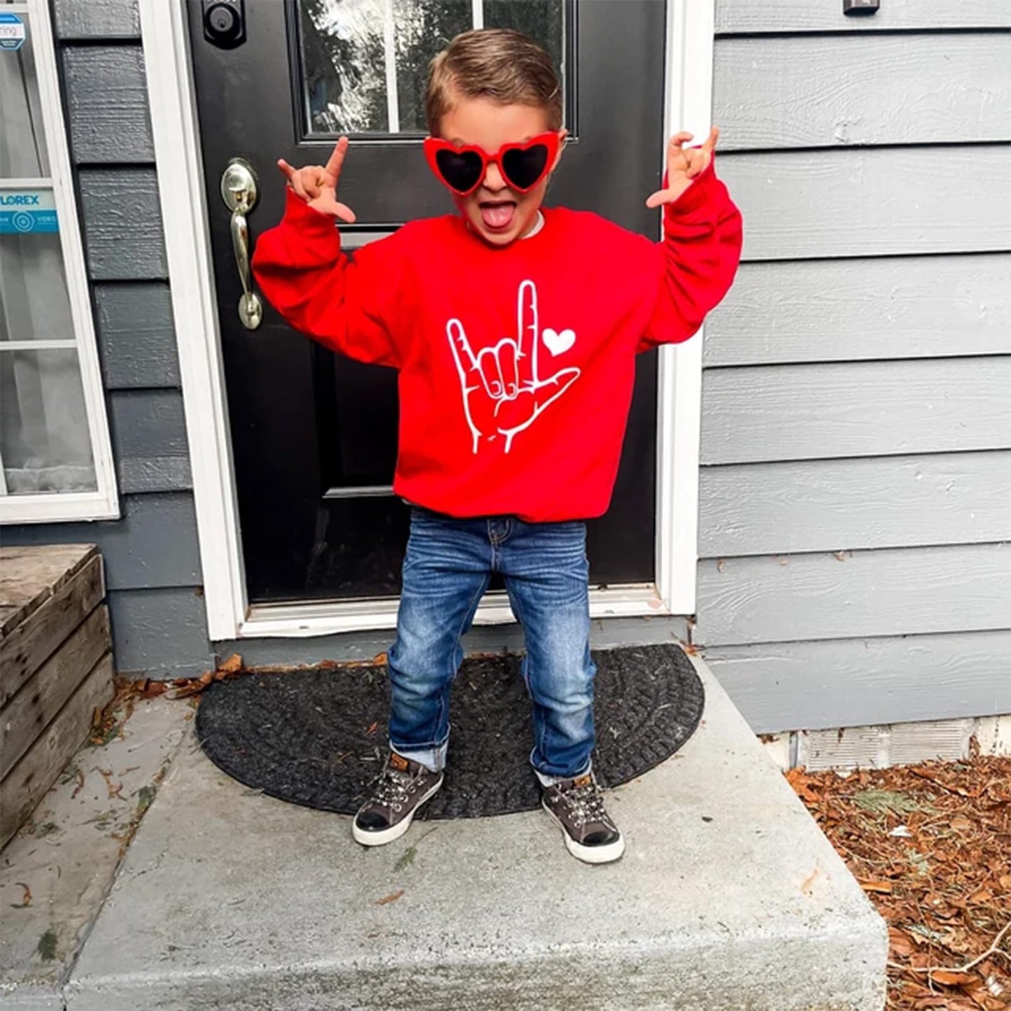 Toddler Baby Boy Valentines Day Outfit Love Crewneck Sweatshirt Letter Long Sleeve Shirt Pullover Tops Valentines Day Clothes (V