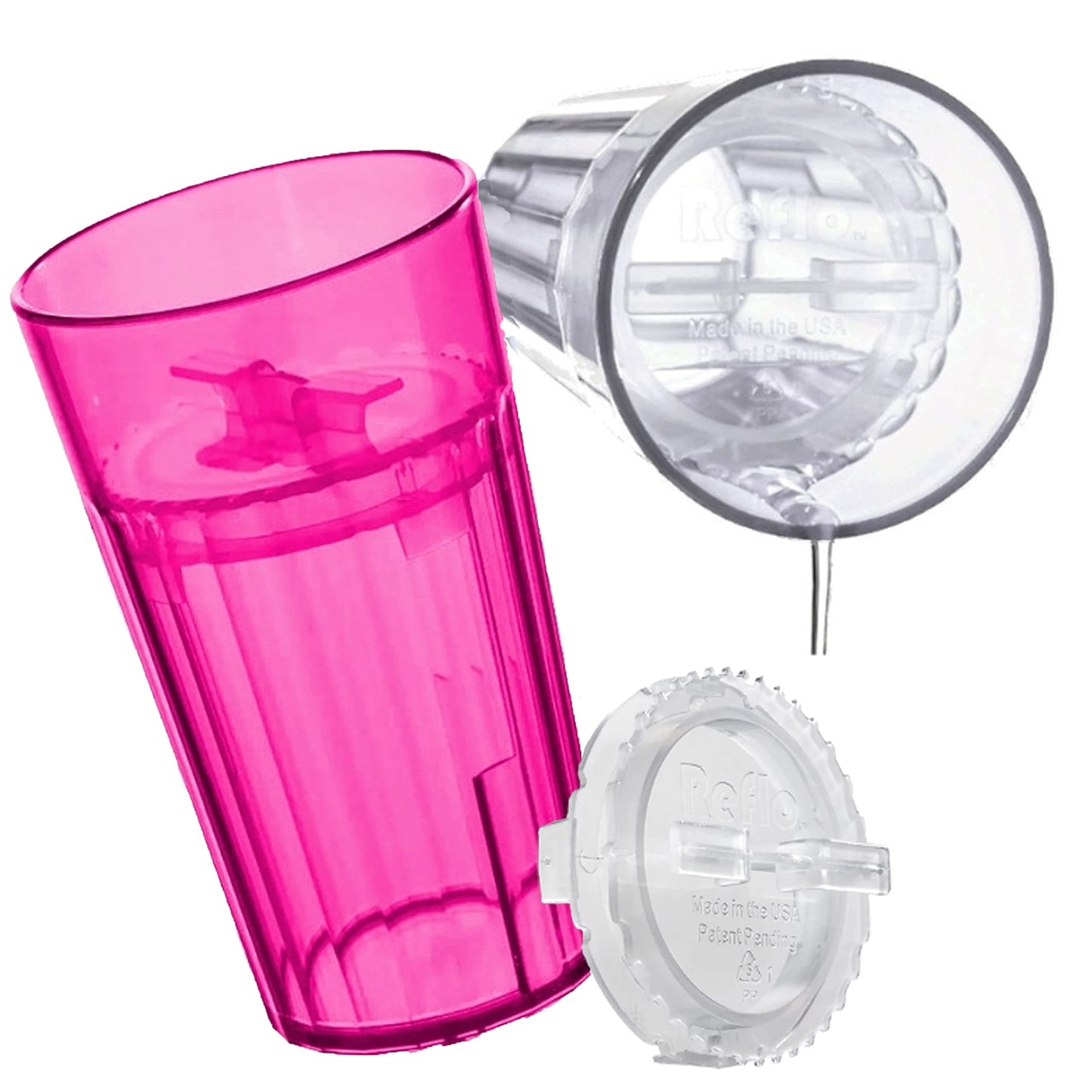 Reflo Smart Cup (Red & Clear 2-Pack) Open Training Cup, Toddler Cup, No Suction 6Oz, 360 Control-Flow, Usa Made Premium High-Imp