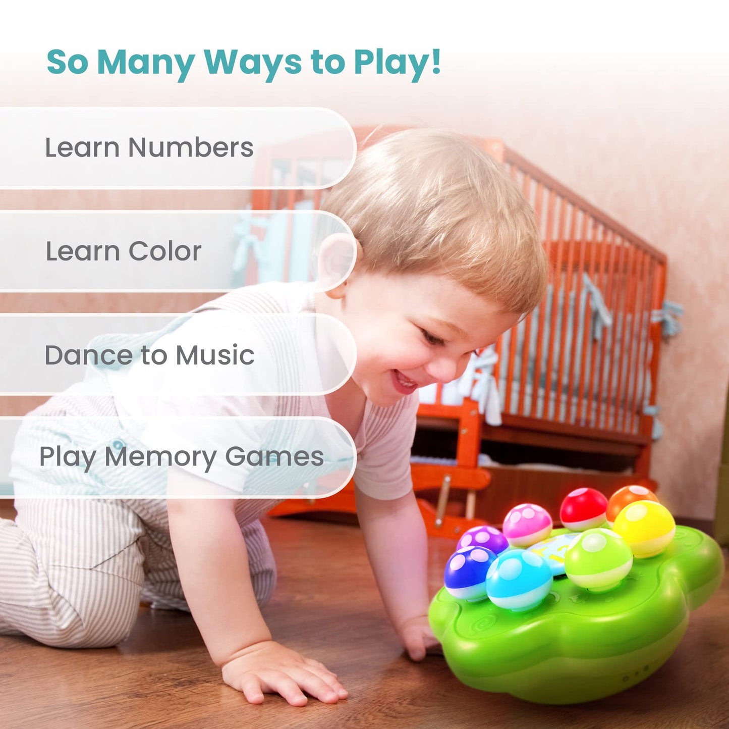 BEST LEARNING Mushroom Garden - Interactive Educational Light-Up Toddler Toys for 1 to 3 Years Old Infants & Toddlers - Colors,