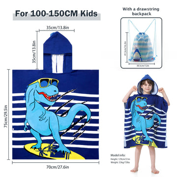Mokani Kids Hooded Poncho Towels, Soft & Absorbent Microfiber Beach Towel, Swimming Pool Changing Robe Bathrobe Bath Towel