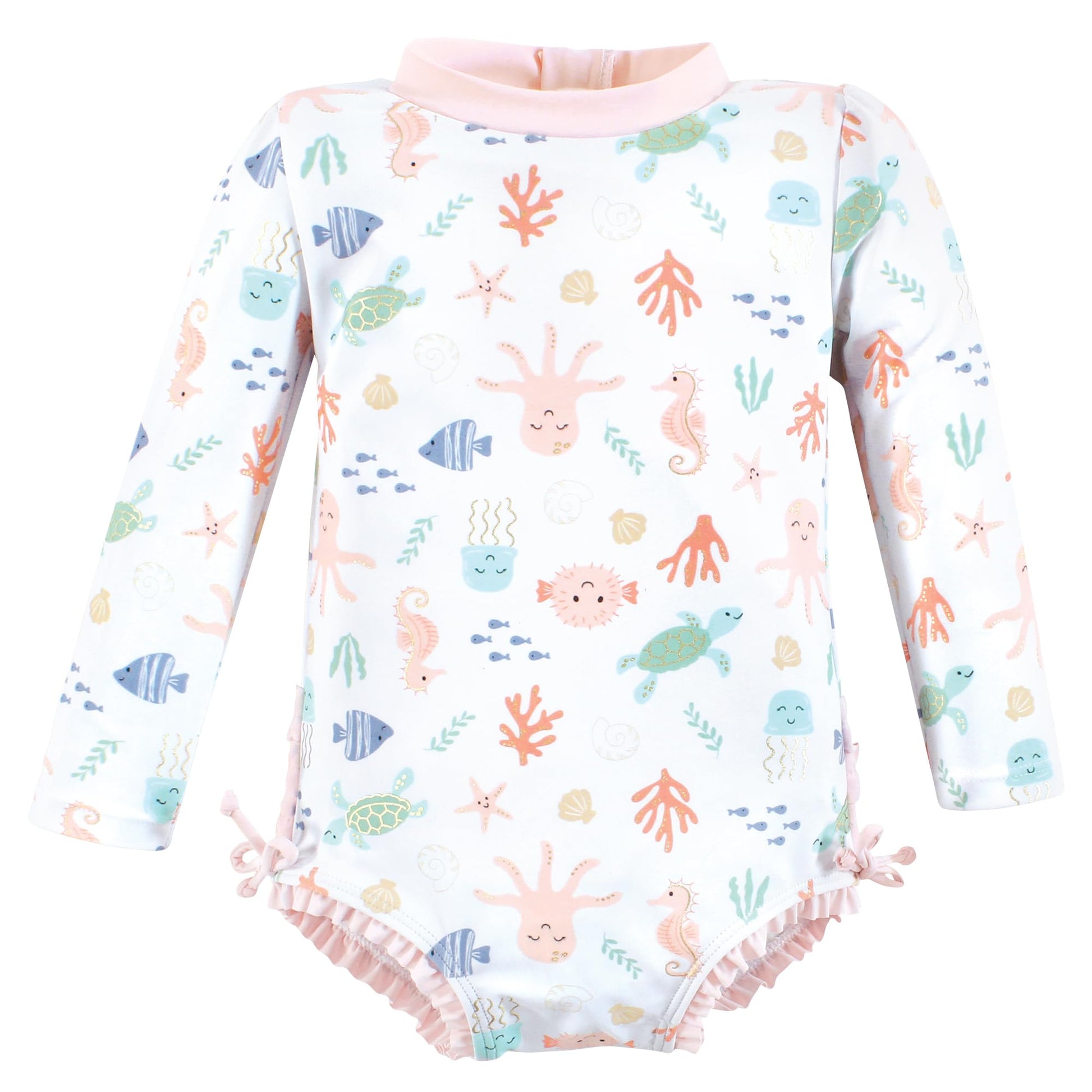 Hudson Baby Baby Girl'S Toddler Swimsuit, Pastel Sea