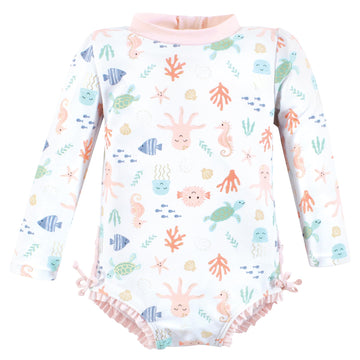 Hudson Baby Baby Girl'S Toddler Swimsuit, Pastel Sea