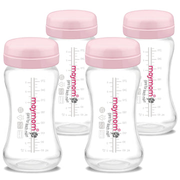 Maymom 9 Oz 4 Ct Wide-Mouth Milk Storage Collection Bottle With Travel Cap N Sealing Ring; Compatible With Avent Natural Avent C