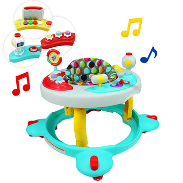 Creative Baby - Confetti 2 in 1 Deluxe Baby Walker Activity Center - Musical Toys and Sensory Toys for Babies - Removeable and W