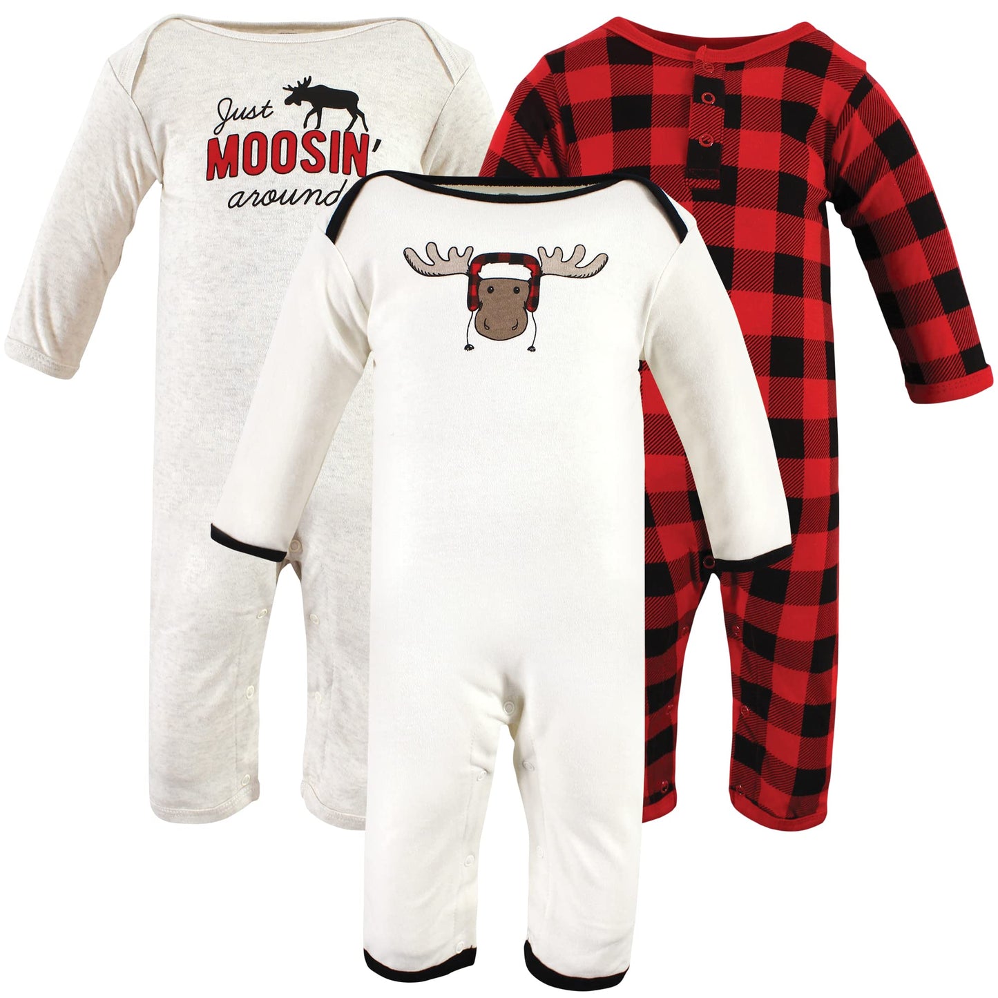 Hudson Baby Girls Unisex Cotton Coveralls, Winter Moose, 6-9 Months, Winter Moose, 6-9 Months Us