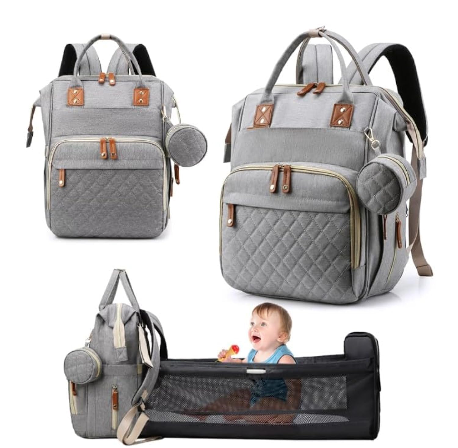 Handcuffs Multifunctional Waterproof Diaper Bag For Mothers For Travel, Mother Travel Bag, Waterproof Material, Large Storage Ca