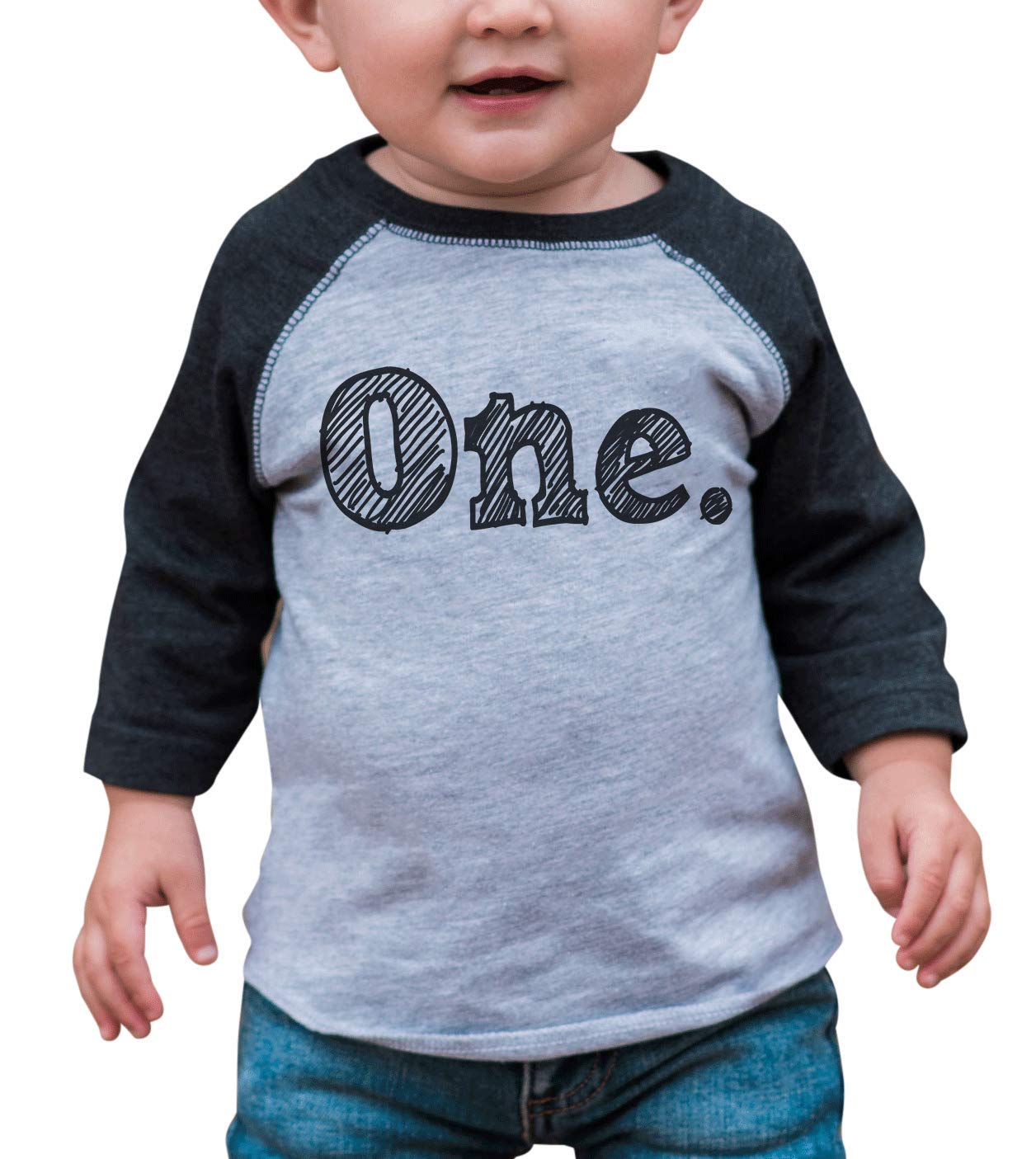 7 Ate 9 Apparel Boy'S One 1St 1 First Birthday Sketch Tee 12 Months Grey And Black