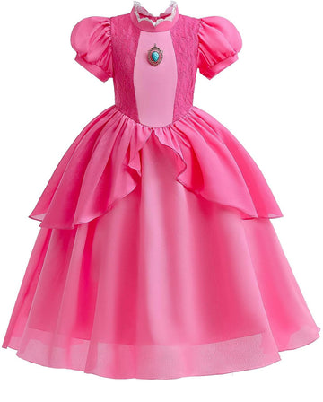 Syoimy Girls Pink Princess Dress Princess Costume For Kids Halloween Christmas Birthday Party Dress Up Costume 3T 4T