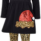 Unique Baby Girls Leopard Print Santa 3 Piece Christmas Outfit (7/Xxl, Black)