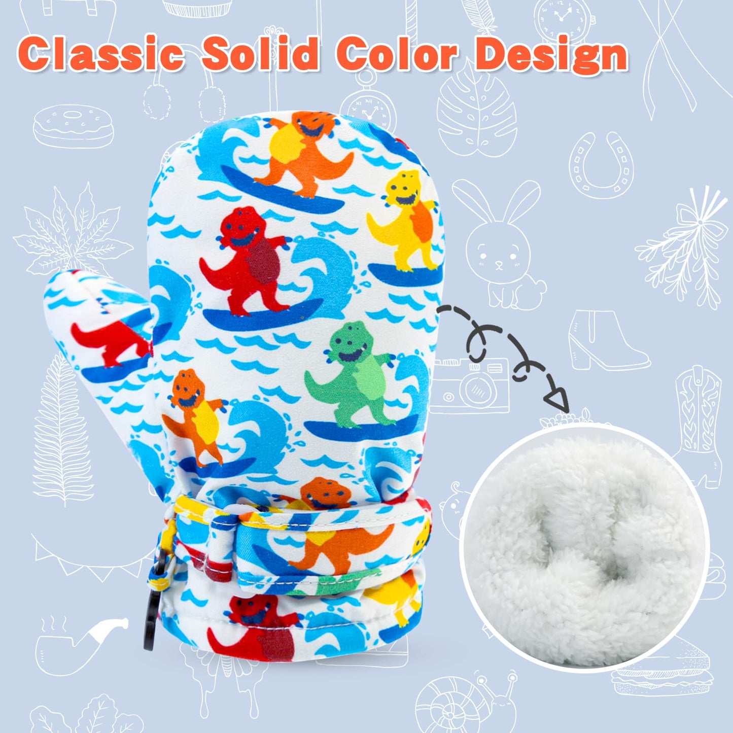 Bavst Toddler Waterproof Mittens Fleece Lined Baby Boys Girls Winter Warm Glove Kids Snow Infant Ski Mitten For 3M-5T (Snowmen,