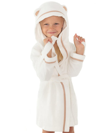 Premium Soft Bath Robe For Toddlers Babies Kids - Organic Bamboo Toddler Robe With Hood - Girls Robe Boys Robe Baby Robe (12-24
