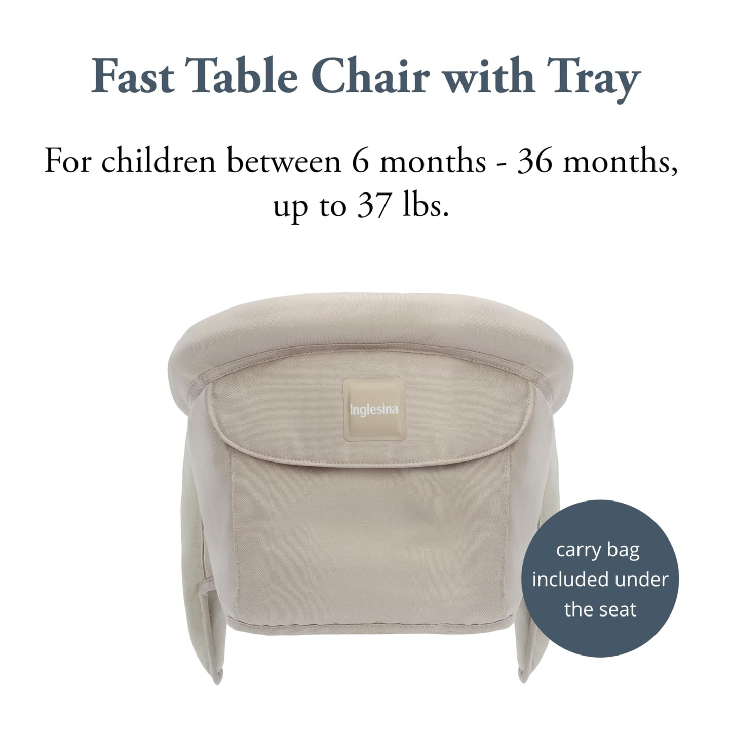 Inglesina Fast Table Chair - Cream + Fast Dining Tray - Portable High Chair For Baby & Toddlers, Infant 6-36 Months - Fits Table