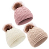 Danmy Baby Beanie Hat, Infant Newborn Toddler Winter Warm Knit Cap For Little Boys Girls, Winter Warm Hat (6-36 Months, White/Be
