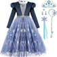 Itvti Girls Princess Elsa Dress Up Costume Snow Queen Halloween Christmas Cosplay Party Toddler Dress Blue, 3-4 Years(Label 110)