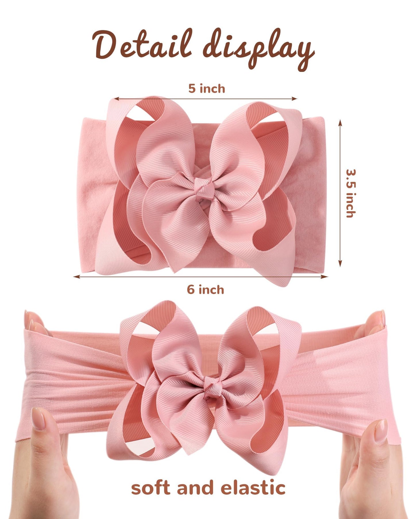Doboi 12Pcs Big Baby Bows Baby Girl Headbands Ribbon Bow Hair Accessories Nylon Headband Bows For Baby Girls Infant Newborn Todd