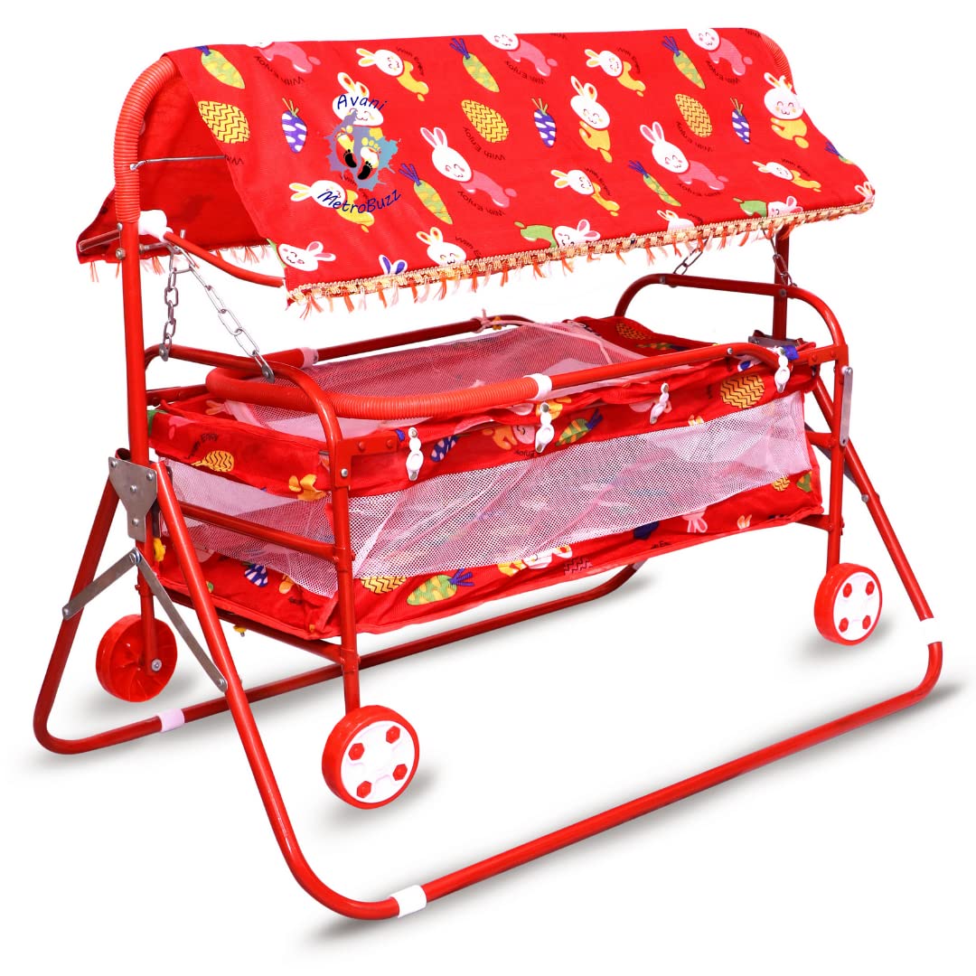 Avani Metrobuzz Foldable Baby Cradle With Swing, Jhula Palna For New Born Babies | Comfortable MultiUse Baby Cradle, Baggi/Paln
