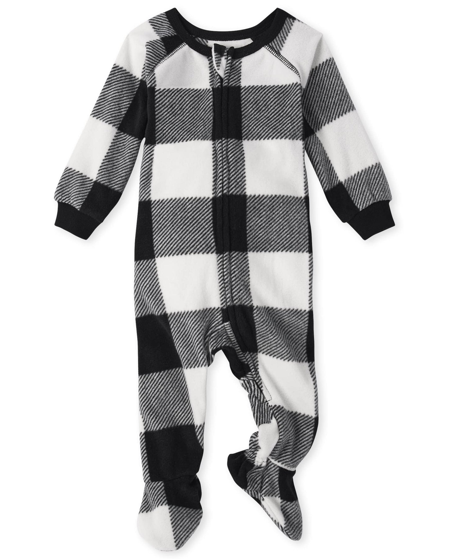 The Children'S Place 1 Piece Family Matching Christmas Holiday Fleece Pajamas Sets, Adult, Big Kid, Toddler, Baby, Blk/Wht Buff,