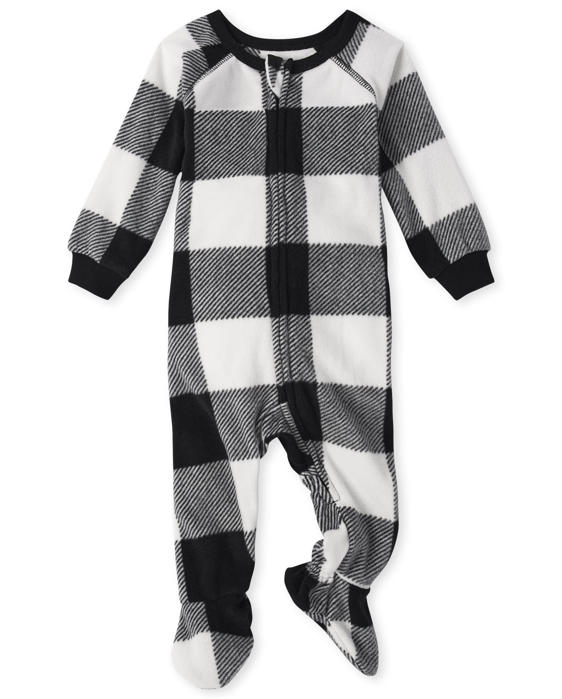 The Children'S Place 1 Piece Family Matching Christmas Holiday Fleece Pajamas Sets, Adult, Big Kid, Toddler, Baby, Blk/Wht Buff,