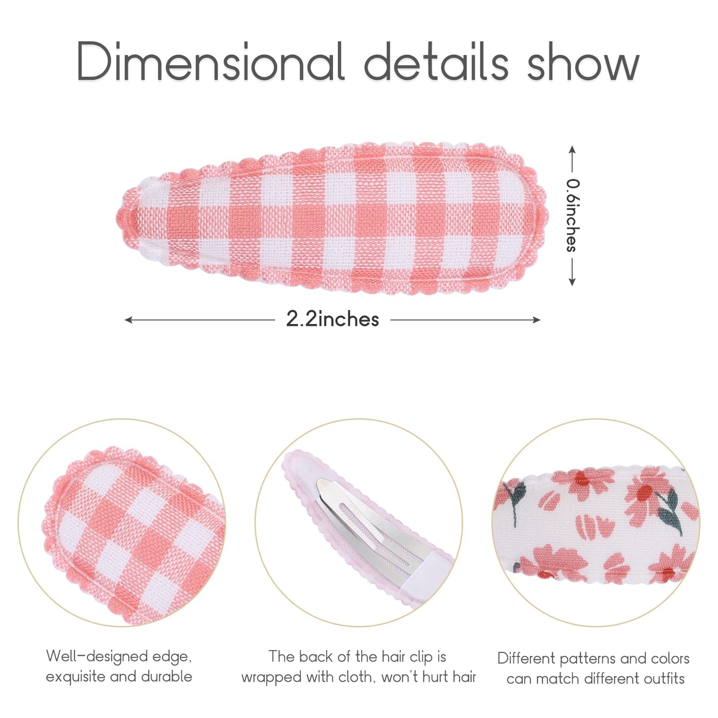 Choicbaby 40 Pcs Toddler Hair Clips Floral Print Girl Hair Clips For Girls Non Slip Wrapped Snap Hairpins For Kids Barrettes Hai