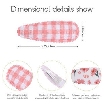 Choicbaby 40 Pcs Toddler Hair Clips Floral Print Girl Hair Clips For Girls Non Slip Wrapped Snap Hairpins For Kids Barrettes Hai