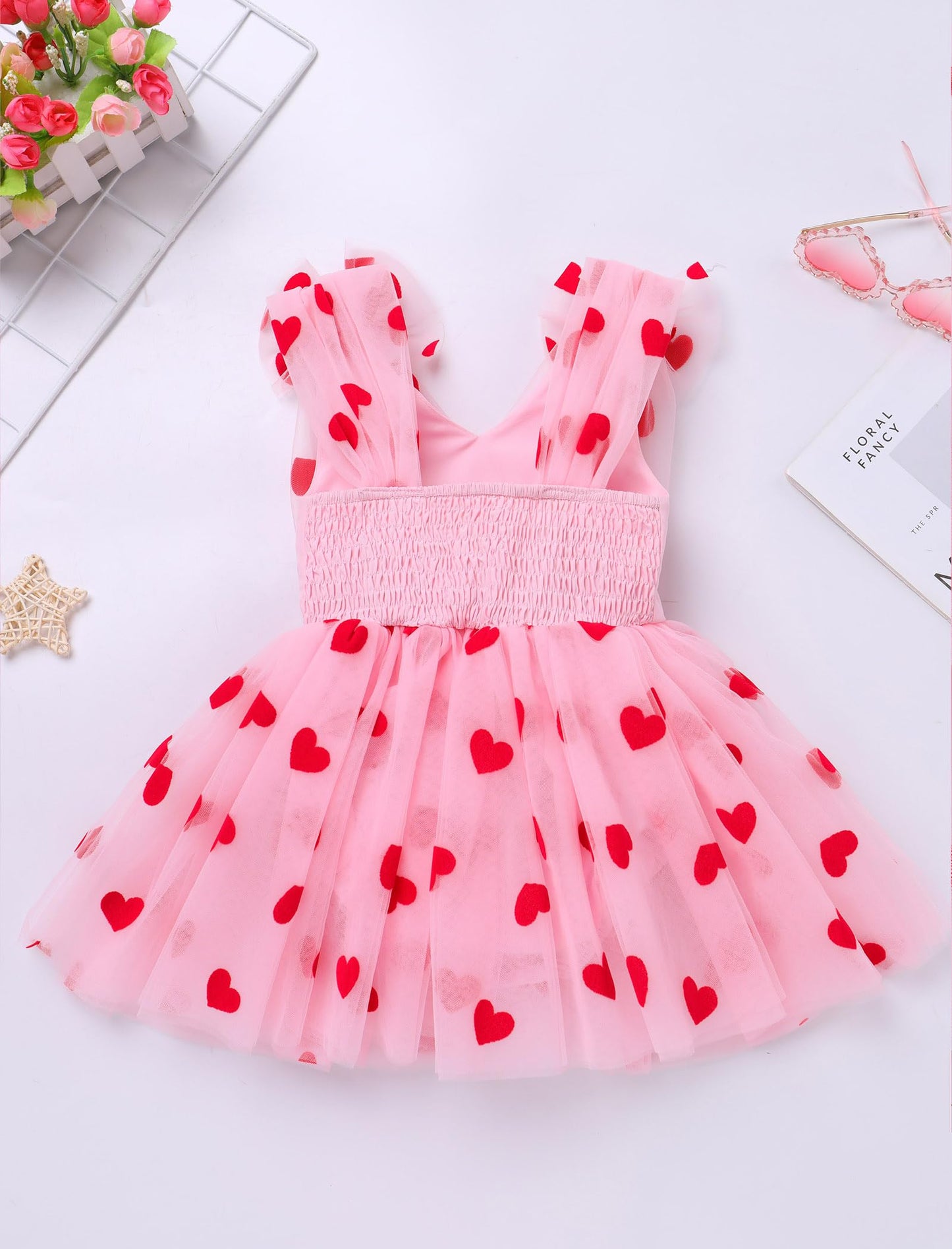 Imekis First Valentines Day Baby Girl Outfit: Toddler Valentines Day Dress Newborn Romper Tulle Tutu Infant Cupid Outfit Fairy D