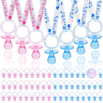 72 Baby Shower Pacifiers Necklace, Acrylic Pacifier Necklace, Pacifier Necklace For Baby Shower Boys Girls Party Favors Charm/Ge