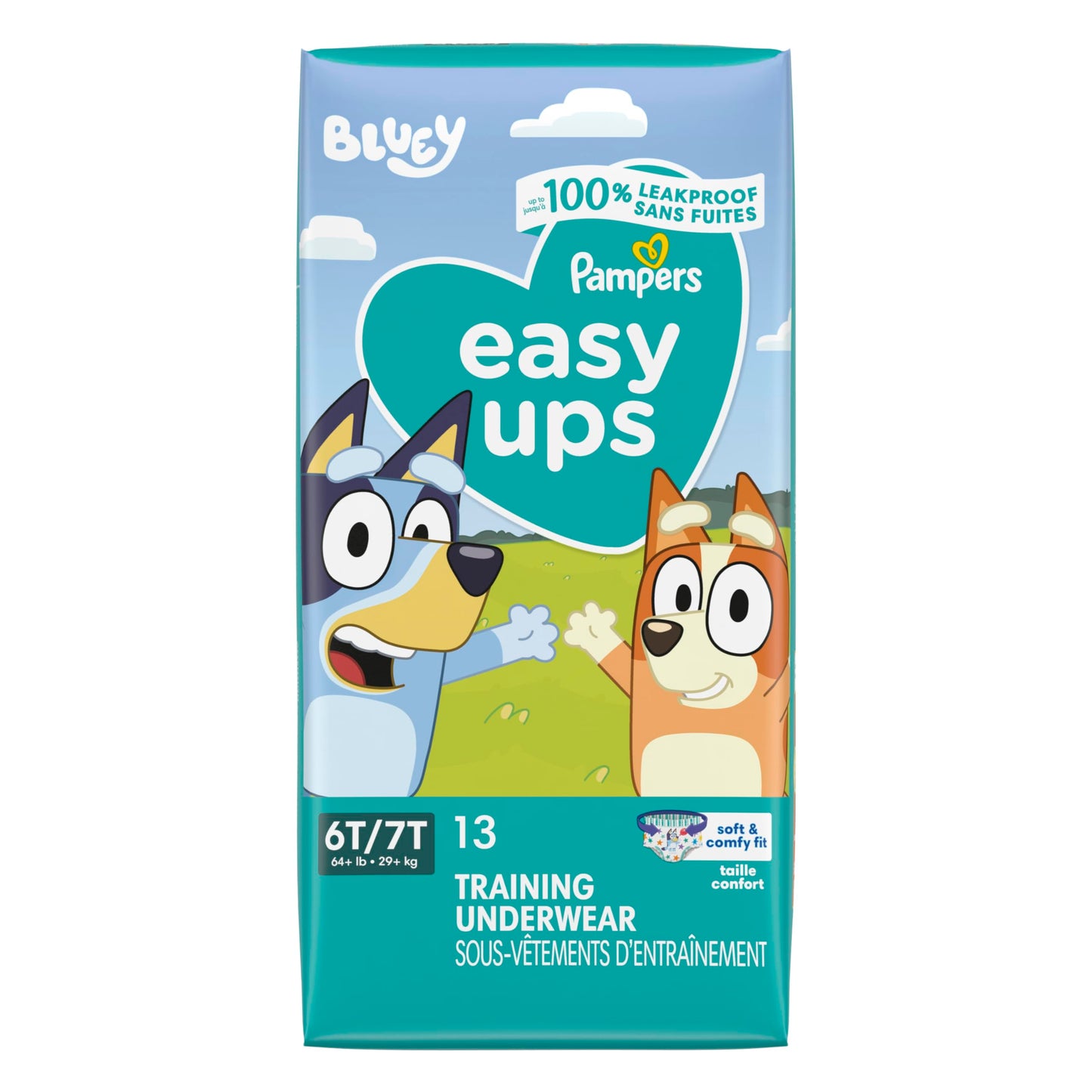 Pampers Training Pants - Easy Ups Boys & Girls Bluey - Size 6T-7T, 13 Count, Childrens Potty Underwear