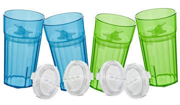 Reflo Smart Cup (Blue & Green 4-Pack) Open Training Cup, Toddler Cup, No Suction 6Oz, 360 Control-Flow, Usa Made Premium High-Im