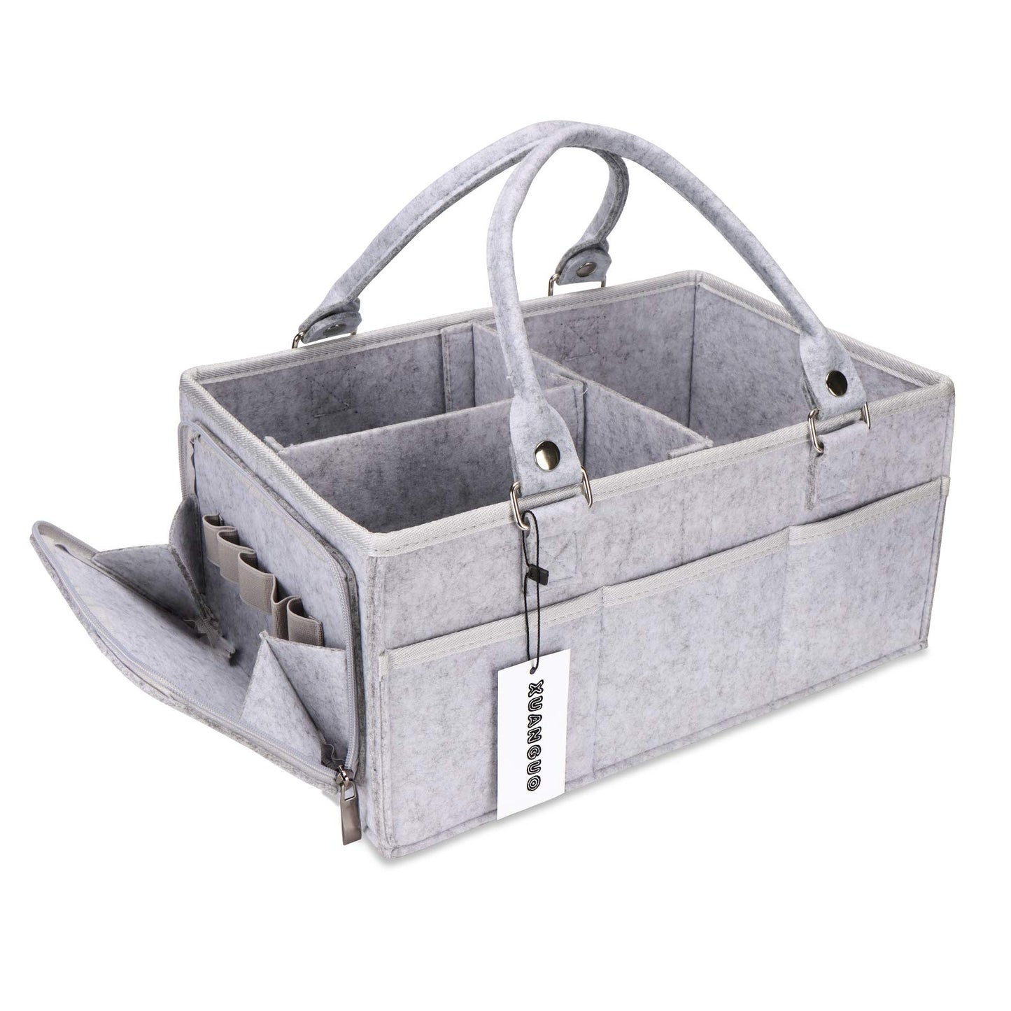 Xuanguo Baby Diaper Caddy Organizer With Handle Gender Neutral Baby Stuff Large Nursery Storage Bin Basket Portable Tote Bag Car