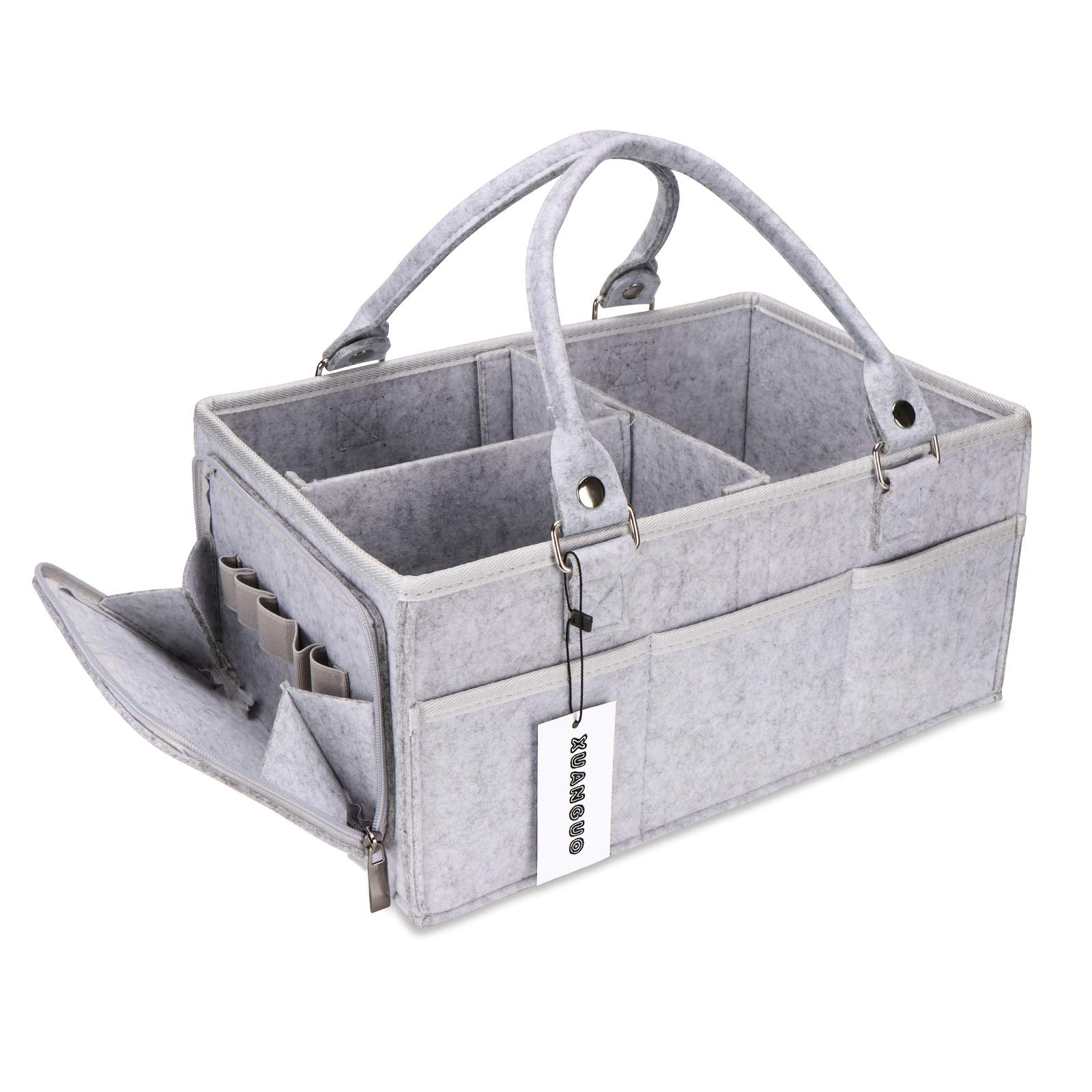 Xuanguo Baby Diaper Caddy Organizer With Handle Gender Neutral Baby Stuff Large Nursery Storage Bin Basket Portable Tote Bag Car