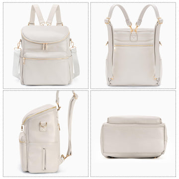 Minsong Diaper Bag Backpack, Fashion Leather Mommy Backpacks, Travel Baby Diaper Bags With In Bag Organizer And Changing Pad (Pe
