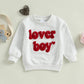 Ktwharnu Infant Toddler Baby Boy Valentines Day Outfit Heart Embroidery Sweatshirt Crewneck Long Sleeve Shirts Top Pullovers (B-