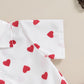 Lesimsam Toddler Baby Boy Valentine'S Day Outfits Button Up Short Sleeve Shirt And Shorts Set 2Pcs Valentines Day Clothes(B-Whit