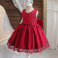 Nnjxd Baby Girls Lace Dress Bowknot Flower Dresses Wedding Pageant Baptism Christening Tutu Gown Size (80) 6-12 Months #Red