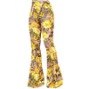 Smt Womens High Waist Wide Leg Long Bell Bottom Yoga Pants Medium Animal Floral Yellow