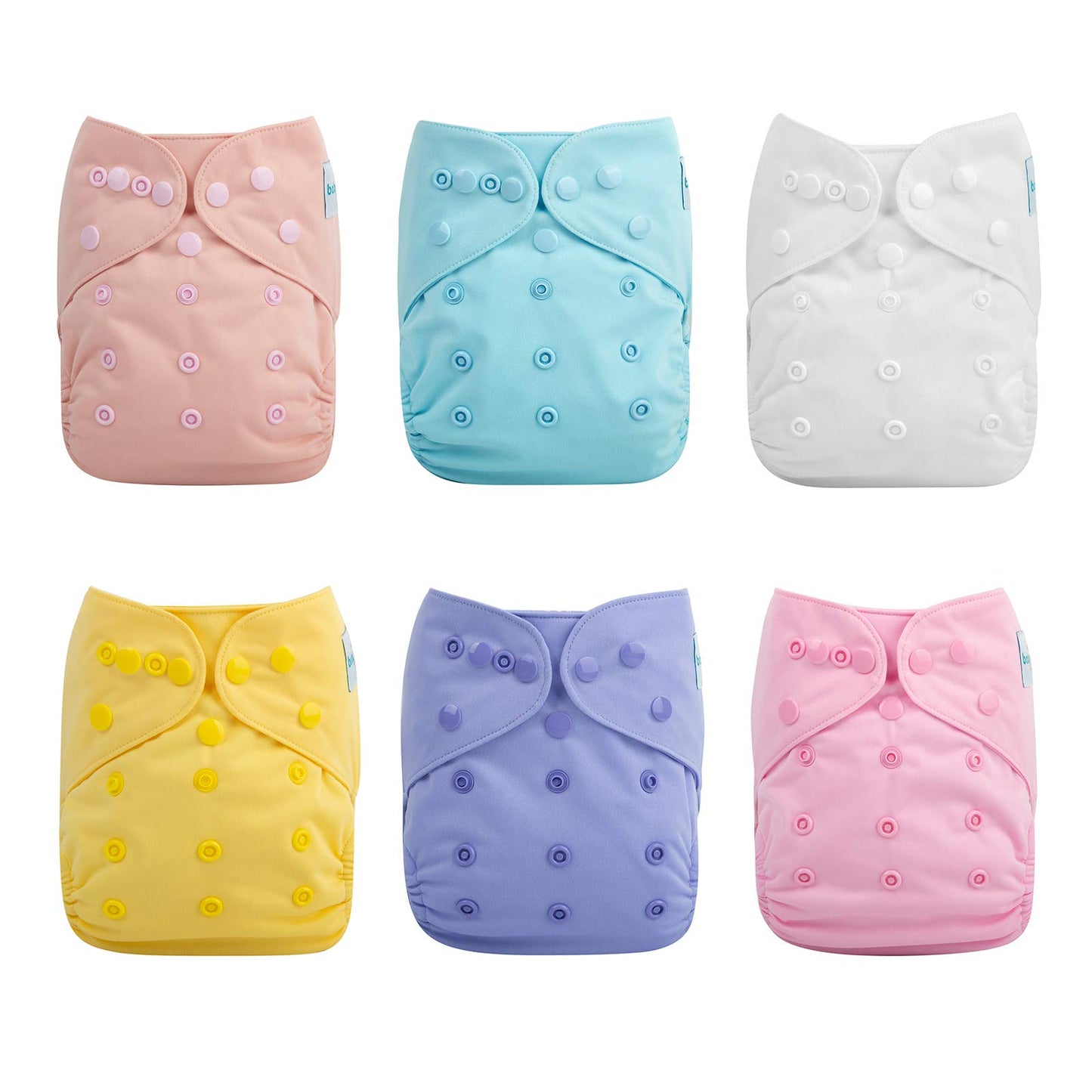 babygoal Cloth Diaper Covers 6 Pack with Wet Bag for Fitted Diapers and Prefolds with Double Gussets, Adjustable and Reusable fo