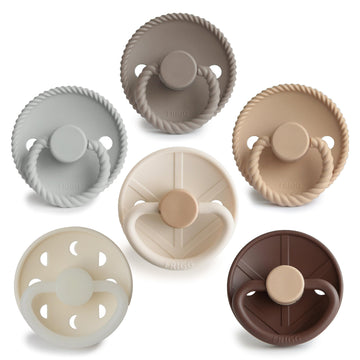 FRIGG SilkySoft Silicone Baby Pacifier 6-Pack Earthy Wonder | Made in Denmark | BPA-Free (6-18 Months)
