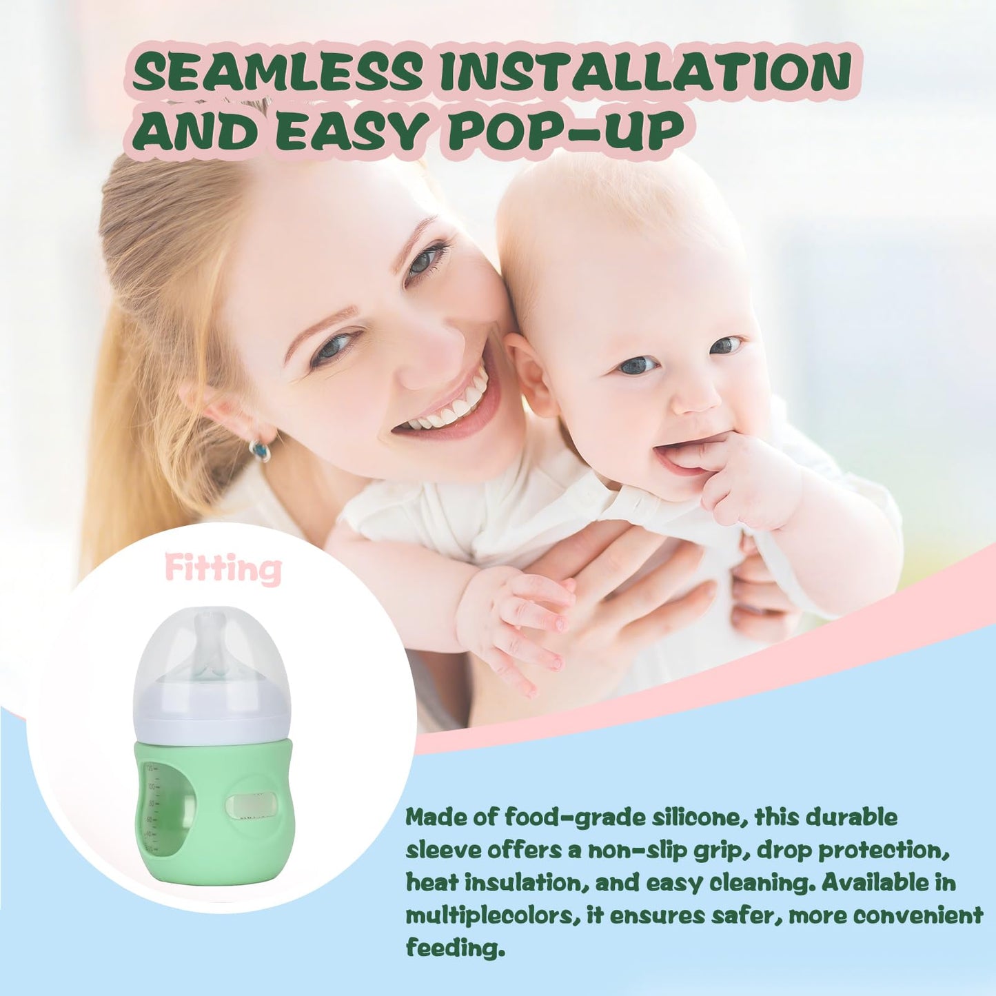 Silicone Sleeve For Philips Avent Natural Glass Baby Bottles 4 Oz, Anti Breakage Cover Sleeves, Pack Of 3