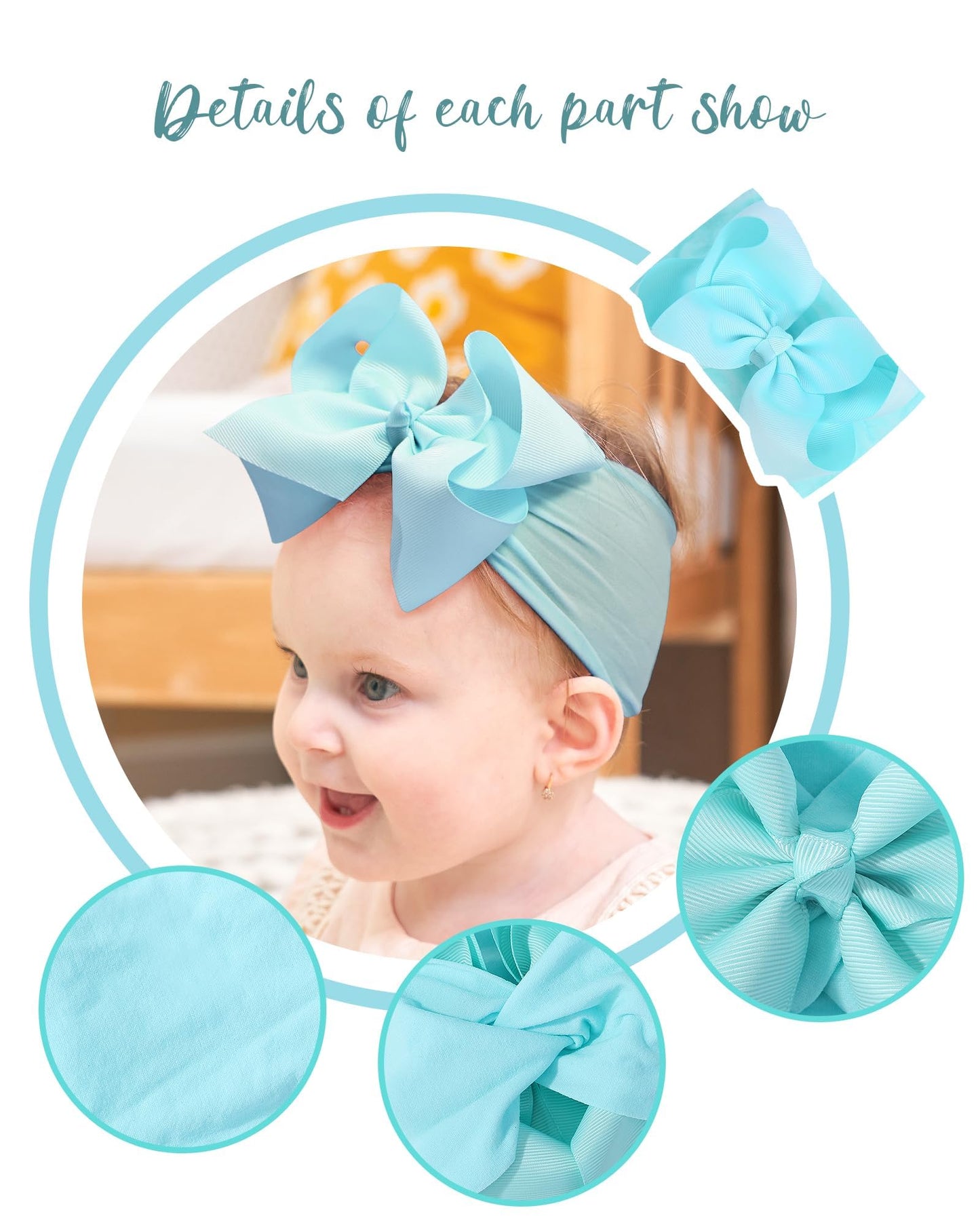 Doboi 20Pcs Baby Girls Bows Headbands Nylon Hairbands Ribbon Bow Elastic Hair Accessories For Newborns Infants Toddlers And Kids
