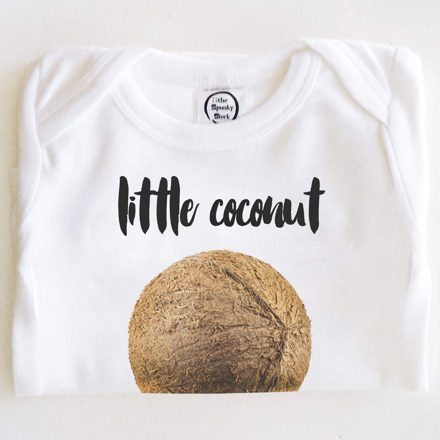 The Spunky Stork Unisex Baby Little Coconut Organic Newborn Tropical Bodysuit (3-6M) White