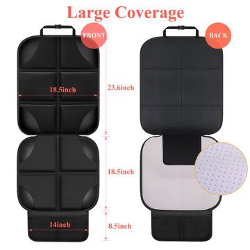 Opneldum Car Seat Protector For Child, Thick Padding Seat Protector Under Baby, 600D Waterproof Non-Slip Fabric For Child And Pe