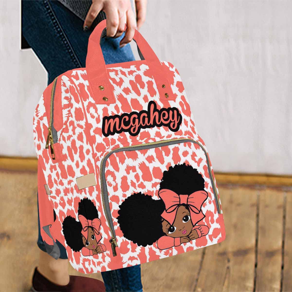 Artsadd Personalized Name Baby Bags, Red Bow Tie Backpack Casual Daypack Customized Diaper Bag Nappy Backpack Large Nursing Bags
